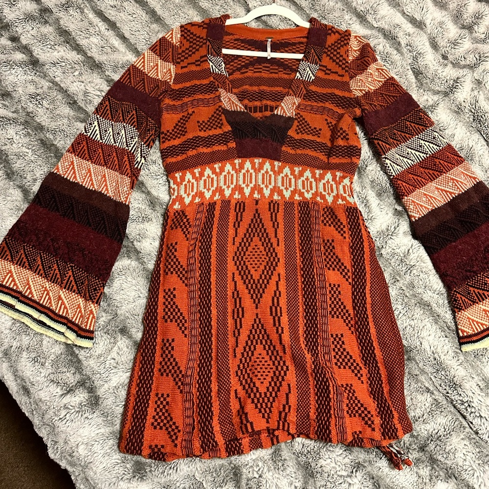 Free People Sweater Dress, Bell Sleeve, A-Line, size Medium